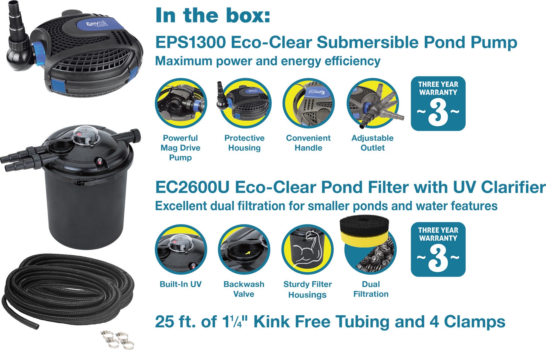 EasyPro Eco-Clear Complete Pond Filtration Systems 1300 Gallons