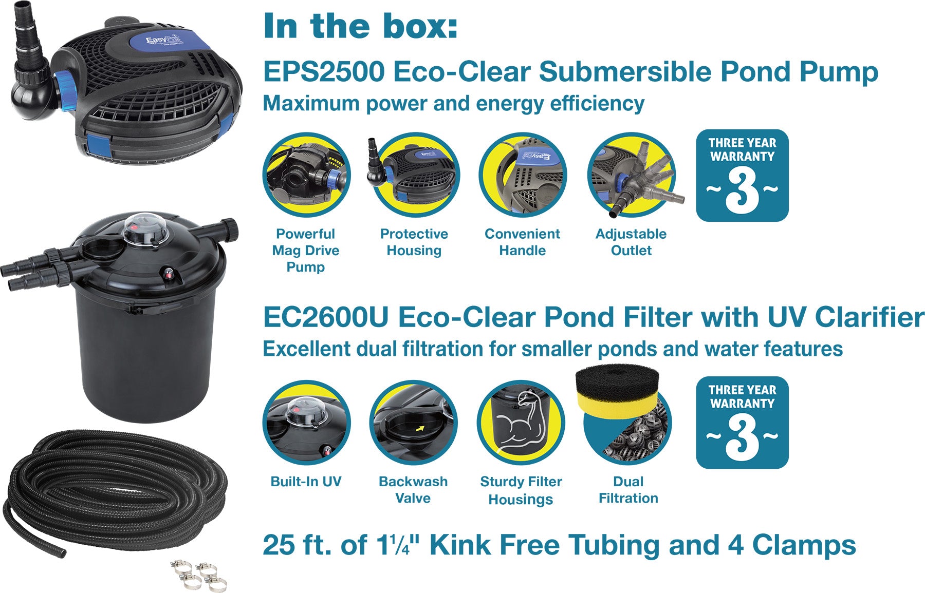 EasyPro Eco-Clear Complete Pond Filtration Systems 2600 Gallons
