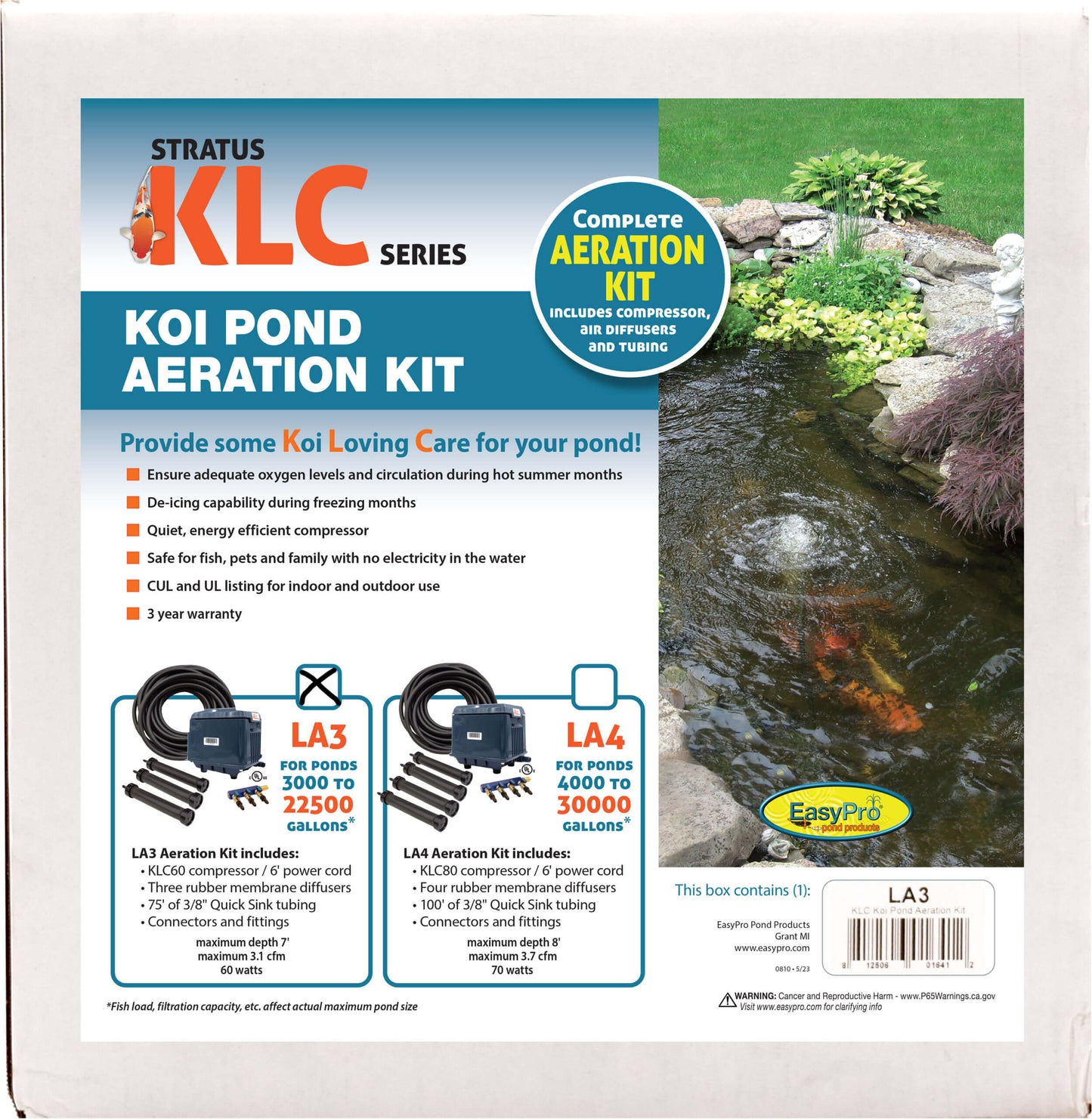 EasyPro KLC Koi Pond Aeration Kit - 3000 to 22500 Gallons ponds