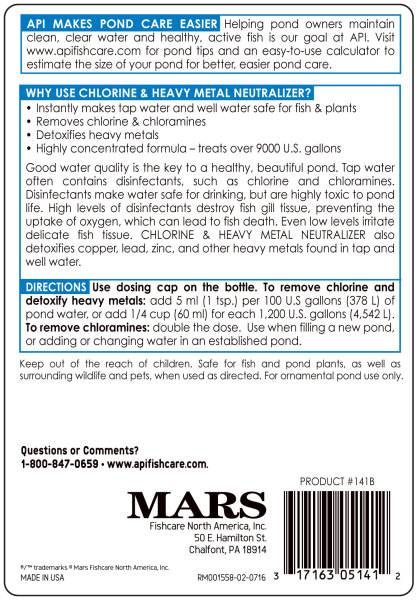 API Pond Chlorine and Heavy Metal Neutralizer, 16 Ounces