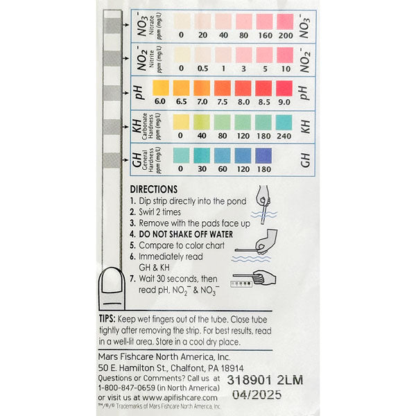 API Pond 5 in 1 Pond Test Strips 25count