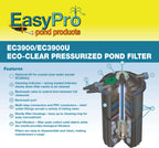 EasyPro Eco-Clear Pressurized Filter 3900 gph - no UV