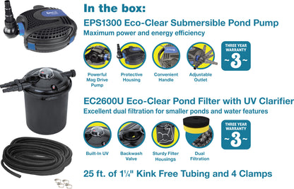 EasyPro Eco-Clear Complete Pond Filtration Systems 1300 Gallons