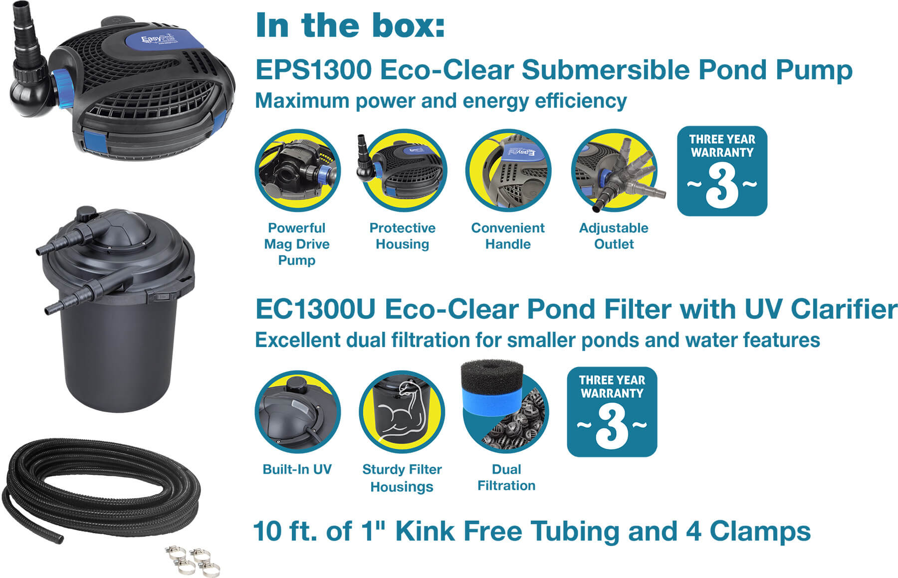 EasyPro Eco-Clear Complete Pond Filtration Systems 1300 Gallons