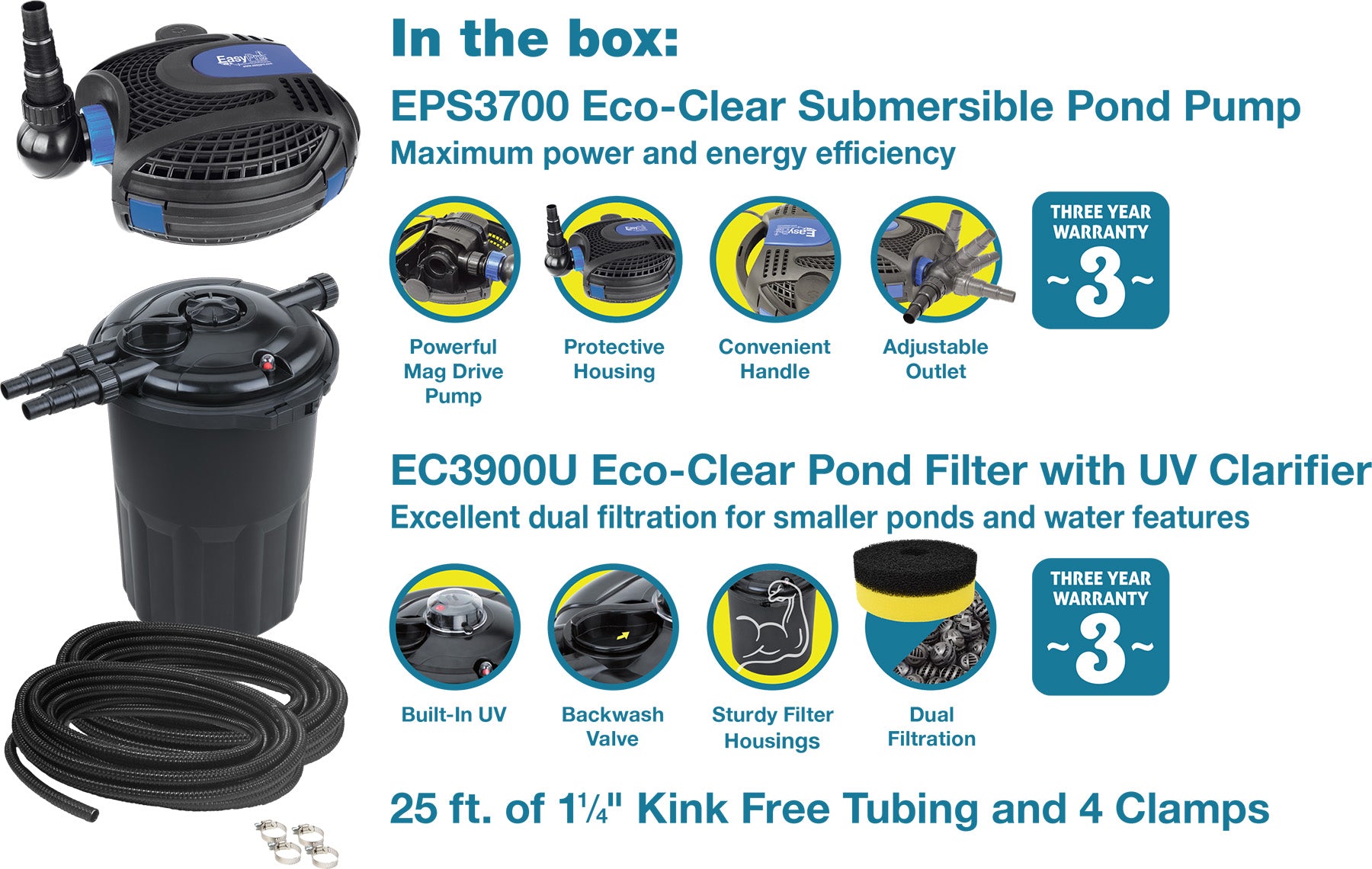 EasyPro Eco-Clear Complete Pond Filtration Systems 3900 Gallons