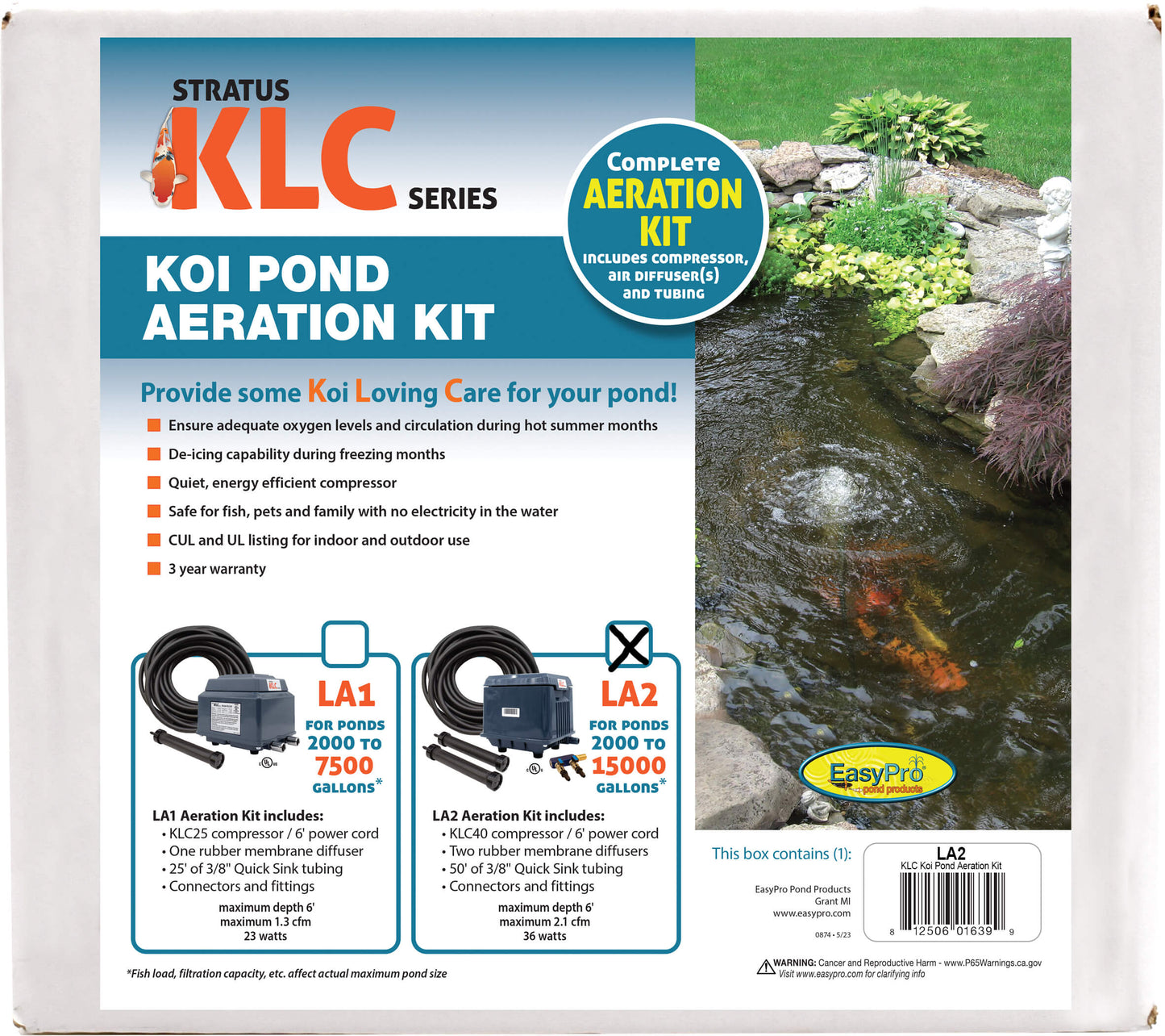 EasyPro KLC Koi Pond Aeration Kit - 2000 to 15000 Gallons ponds